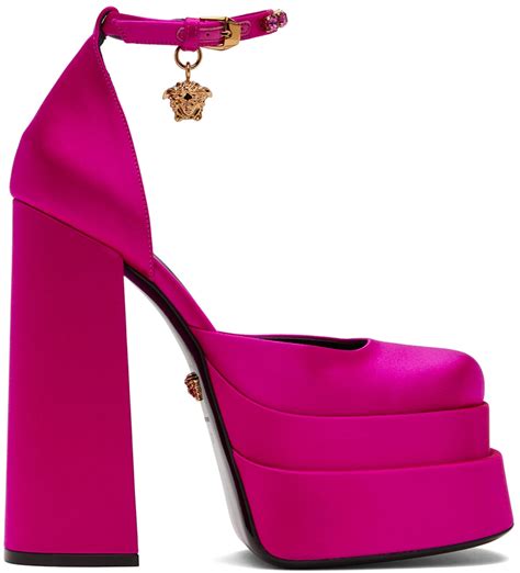 pink sparkly versace heels|Versace platform heels price.